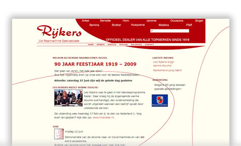 Website weergave Rijkers Naaimachines